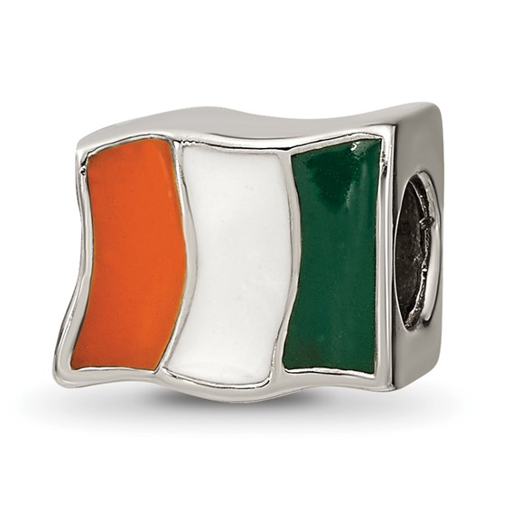 Sterling Silver Reflections Enameled Ireland Flag Bead
