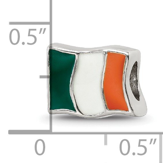 Sterling Silver Reflections Enameled Ireland Flag Bead