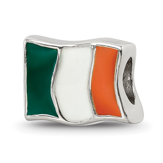 Sterling Silver Reflections Enameled Ireland Flag Bead