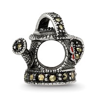 Sterling Silver Reflections Enameled Marcasite Watering Can Bead view 2