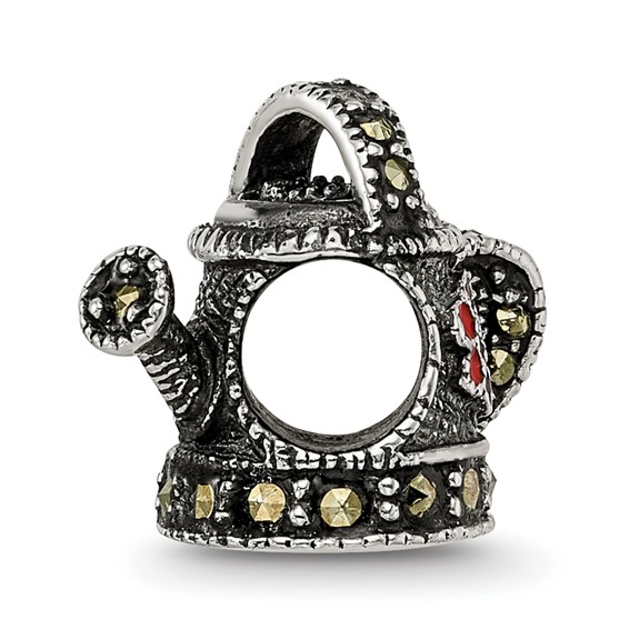 Sterling Silver Reflections Enameled Marcasite Watering Can Bead