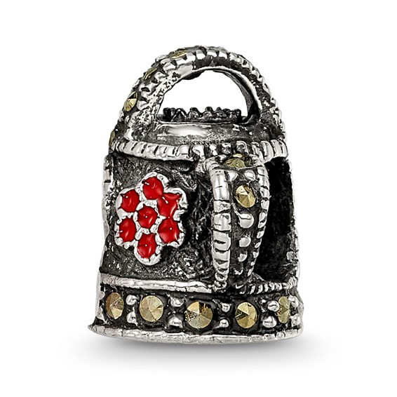 Sterling Silver Reflections Enameled Marcasite Watering Can Bead