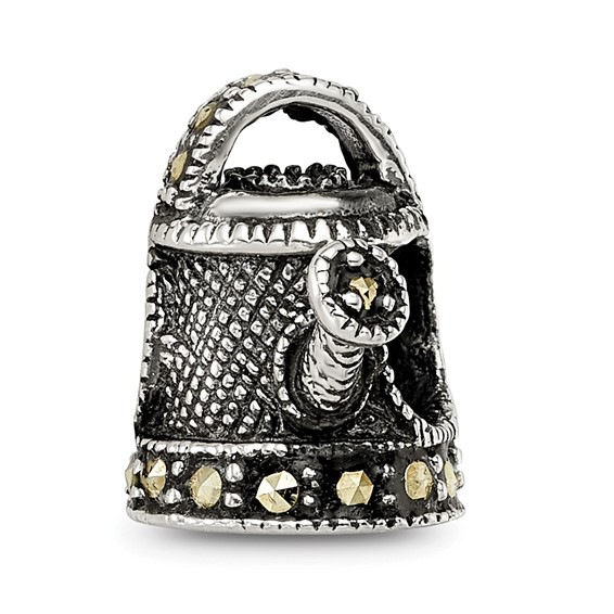 Sterling Silver Reflections Enameled Marcasite Watering Can Bead