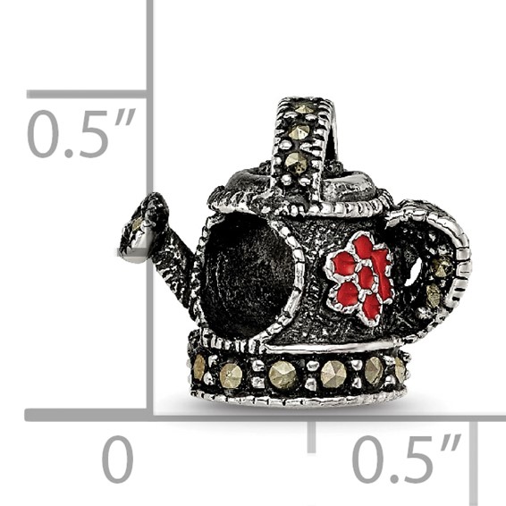 Sterling Silver Reflections Enameled Marcasite Watering Can Bead