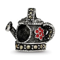 Sterling Silver Reflections Enameled Marcasite Watering Can Bead view 1