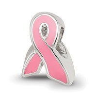 Sterling Silver Reflections Kids Enameled Breast Cancer Awareness Bead view 1