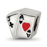 Sterling Silver Reflections Enameled Blackjack Bead view 1