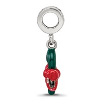 Sterling Silver Reflections Green Enameled Candycane Dangle Bead view 2