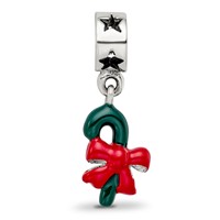 Sterling Silver Reflections Green Enameled Candycane Dangle Bead view 4