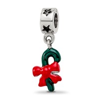 Sterling Silver Reflections Green Enameled Candycane Dangle Bead view 5