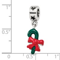 Sterling Silver Reflections Green Enameled Candycane Dangle Bead view 3