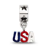Sterling Silver Reflections Enameled Usa Dangle Bead view 4