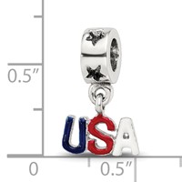 Sterling Silver Reflections Enameled Usa Dangle Bead view 3