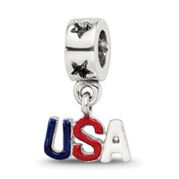 Sterling Silver Reflections Enameled Usa Dangle Bead view 1