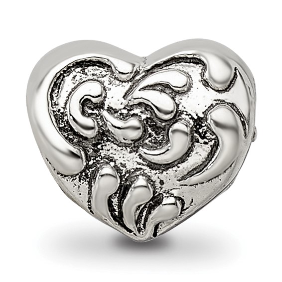 Sterling Silver Reflections Scroll Heart Bead