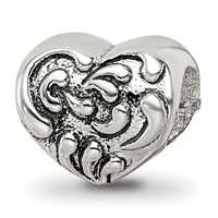 Sterling Silver Reflections Scroll Heart Bead view 1