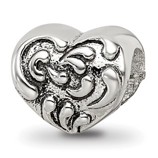 Sterling Silver Reflections Scroll Heart Bead