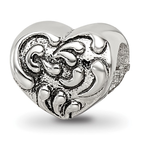 Sterling Silver Reflections Scroll Heart Bead