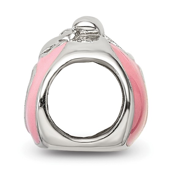 Sterling Silver Reflections Pink/Red Enameled Purse Bead