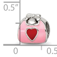 Sterling Silver Reflections Pink Red Enameled Purse Bead view 5