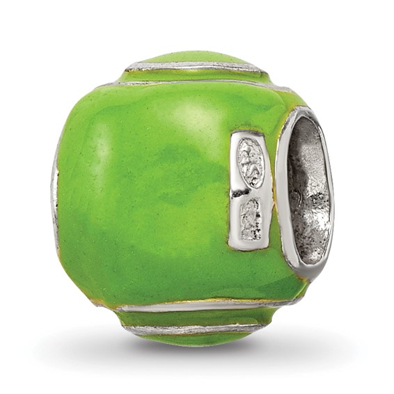 Sterling Silver Reflections Enameled Tennis Ball Bead