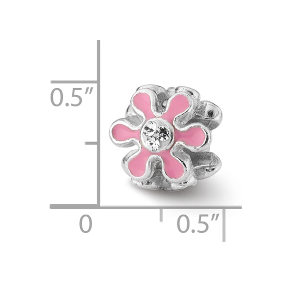Sterling Silver Reflections Pink Flower with Crystal Bead
