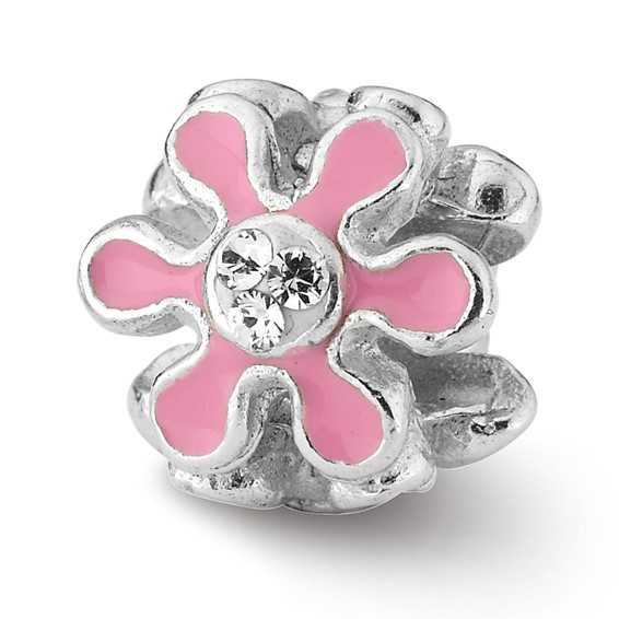 Sterling Silver Reflections Pink Flower with Crystal Bead