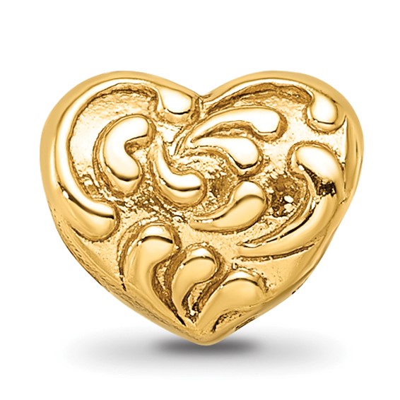 Sterling Silver Gold-plated Reflections Scroll Heart Bead