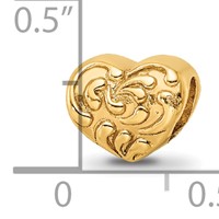 Sterling Silver Gold-plated Reflections Scroll Heart Bead view 4