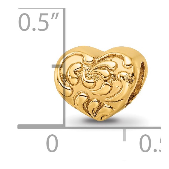 Sterling Silver Gold-plated Reflections Scroll Heart Bead
