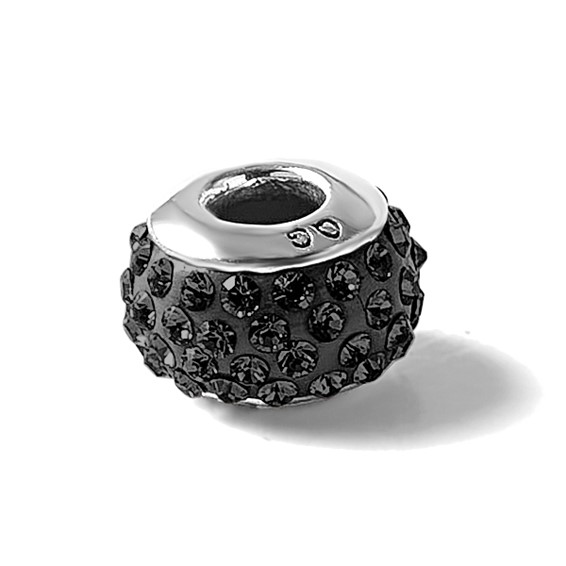 Sterling Silver Reflections Black Full Preciosa Crystal Bead