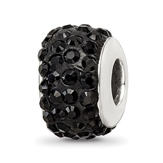 Sterling Silver Reflections Black Full Preciosa Crystal Bead