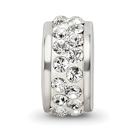 Sterling Silver Reflections Double Row White Preciosa Crystal Bead