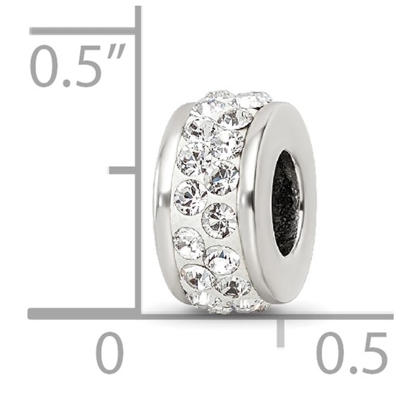 Sterling Silver Reflections Double Row White Preciosa Crystal Bead