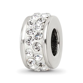 Sterling Silver Reflections Double Row White Preciosa Crystal Bead