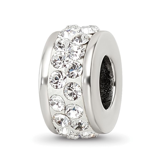 Sterling Silver Reflections Double Row White Preciosa Crystal Bead