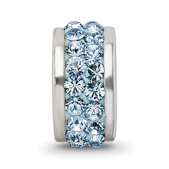 Sterling Silver Reflections Sky Blue Double Row Preciosa Crystal Bead
