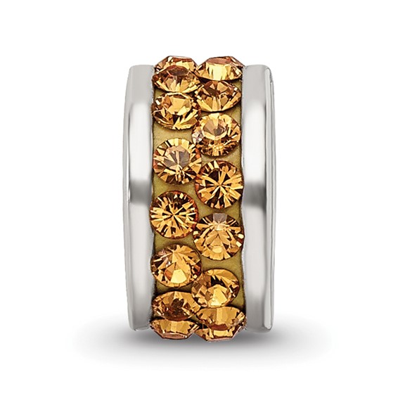 Sterling Silver Reflections Orange Double Row Preciosa Crystal Bead