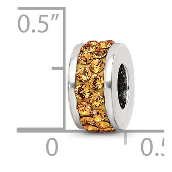 Sterling Silver Reflections Orange Double Row Preciosa Crystal Bead