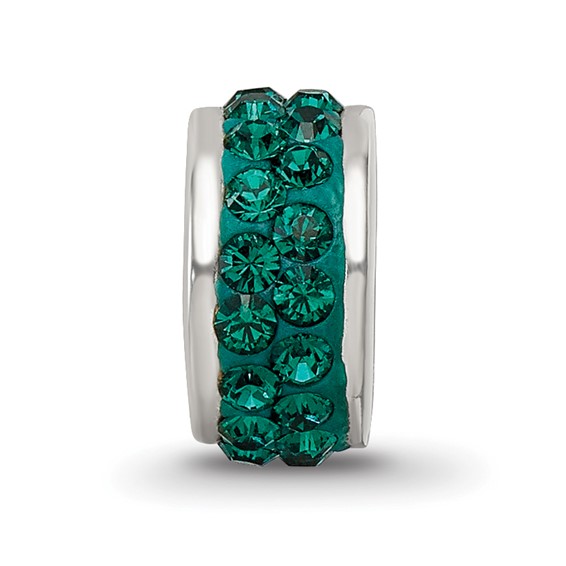 Sterling Silver Reflections Green Double Row Preciosa Crystal Bead