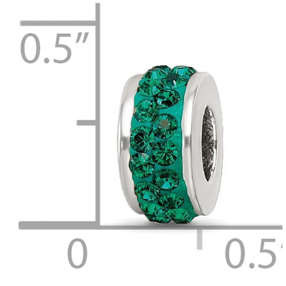 Sterling Silver Reflections Green Double Row Preciosa Crystal Bead
