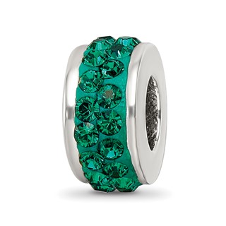 Sterling Silver Reflections Green Double Row Preciosa Crystal Bead