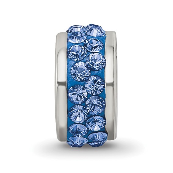 Sterling Silver Reflections Blue Double Row Preciosa Crystal Bead