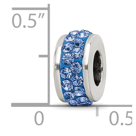 Sterling Silver Reflections Blue Double Row Preciosa Crystal Bead