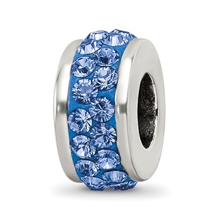 Sterling Silver Reflections Blue Double Row Preciosa Crystal Bead