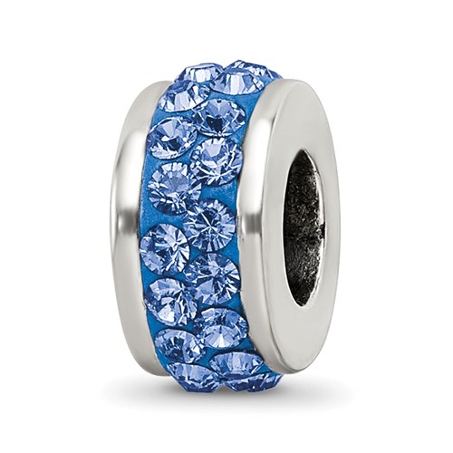 Sterling Silver Reflections Blue Double Row Preciosa Crystal Bead