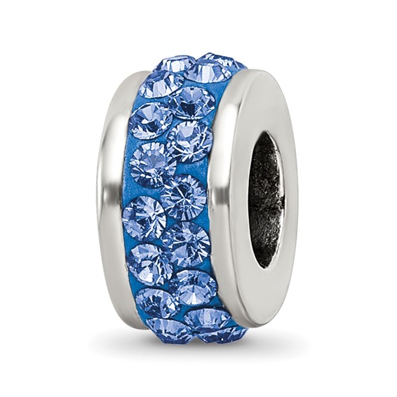 Sterling Silver Reflections Blue Double Row Preciosa Crystal Bead