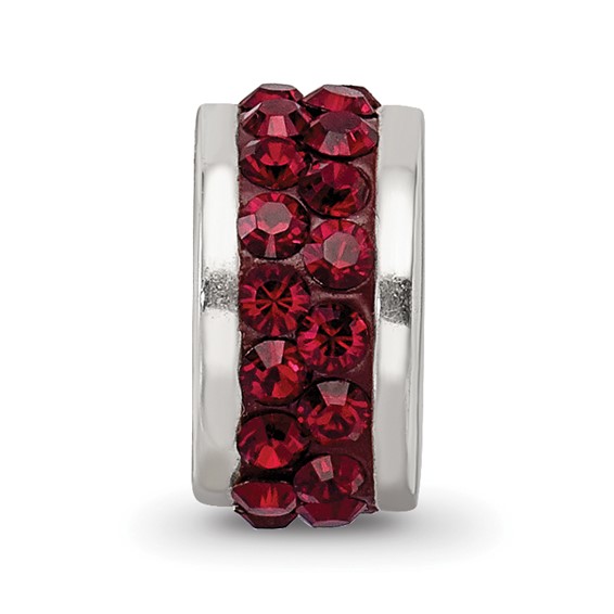 Sterling Silver Reflections Dark Maroon Double Row Preciosa Crystal Bead