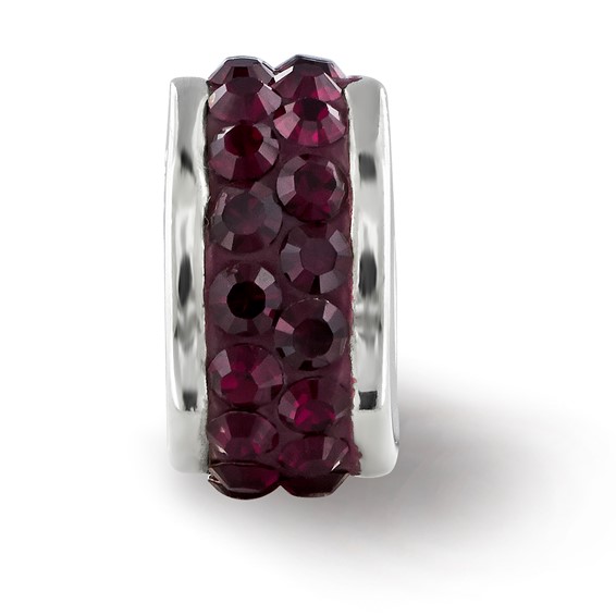Sterling Silver Reflections Dark Maroon Double Row Preciosa Crystal Bead