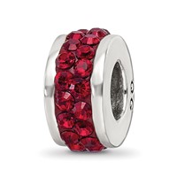 Sterling Silver Reflections Dark Maroon Double Row Preciosa Crystal Bead view 1